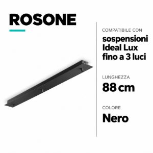 Ideal lux barra in metallo nero 3 fori 88cm