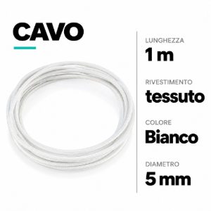 Cavo tessuto colore bianco 1 metro 5 mm fp