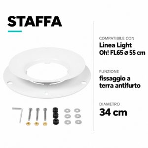 Kit staffa per fissaggio a terra per lampada per sfera 55cm