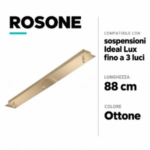 Rosone struttura rettangolare 3 uscite metallo ottone ideal lux