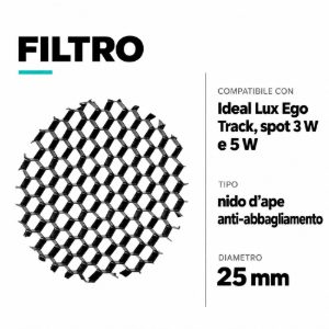 Ideal lux ego track accessorio filtro a nido d'ape 25mm anti abbagliamento per faretti led 3w lego monofase