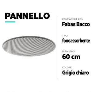 Fabas luce bacco accessorio pannello fonoassorbente grigio chiaro 60cm
