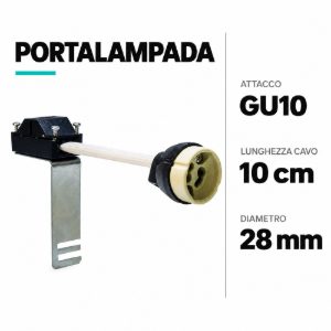 Portalampadina gu10 con cavo da 10cm diametro 28mm