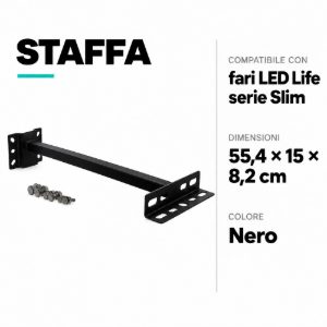 Supporto staffa per fari led da esterno serie slim nero