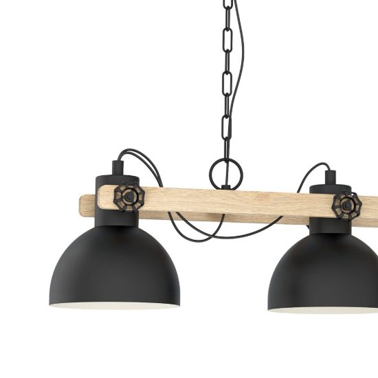 Eglo lubenham lampadario a sospensione nero e marrone per cucina 3 luci