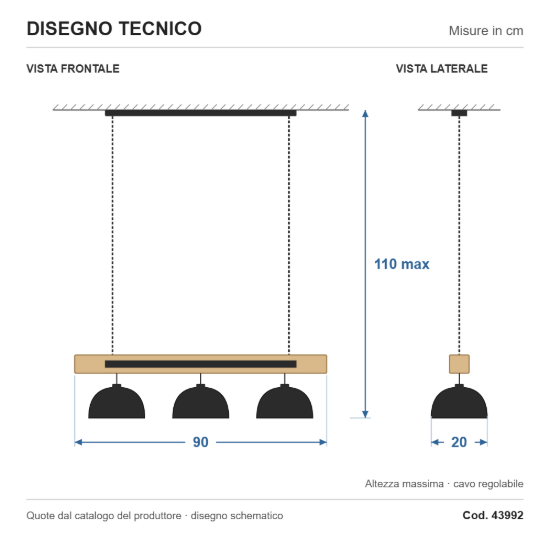 Eglo lubenham lampadario a sospensione nero e marrone per cucina 3 luci