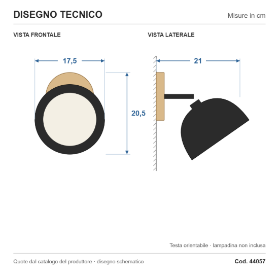 Eglo lubenham applique da parete nero e marrone legno per soggiorno 18cm