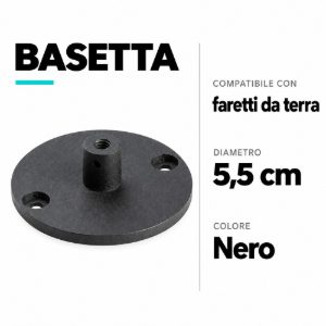 Basetta nera 55mm per faretto da terra per esterno