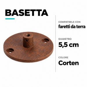 Basetta corten 55mm per faretto da terra