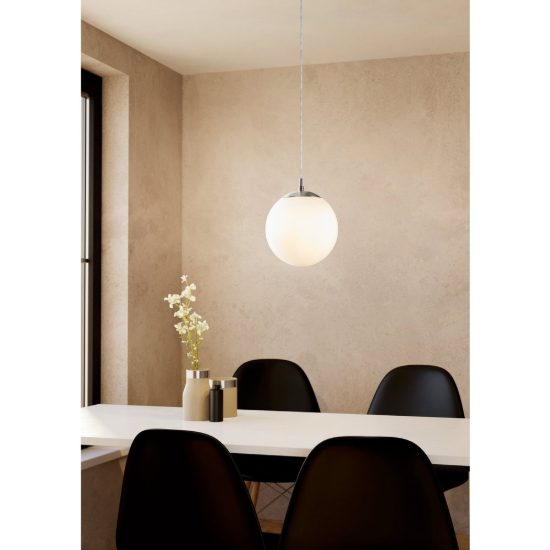 Eglo rondo lampada a sospensione 20cm per cucina moderna globo nichel opaco