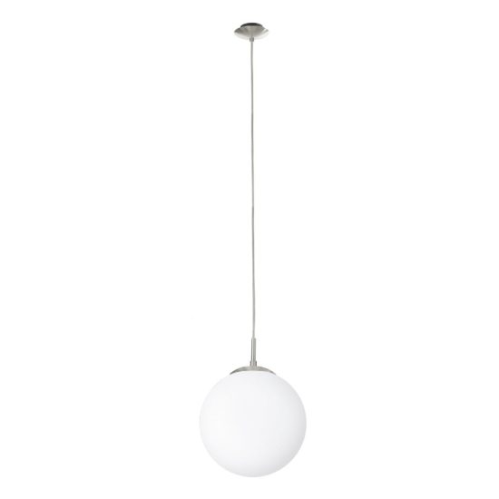 Eglo rondo lampada a sospensione 25cm globo moderna nichel opaco vetro per soggiorno