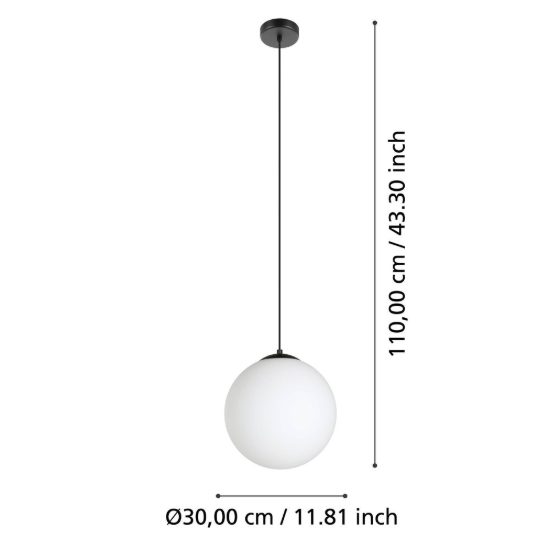 Eglo rondo 3 lampadario moderno per ingresso globo nero a sospensione 30cm