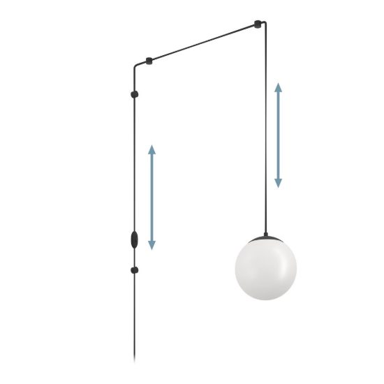 Eglo rondo 3 applique da parete pendente globo nero a sospensione 20cm