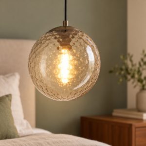 Eglo rondo 2 lampada per cucina moderna a sospensione globo bronzo scuro vetro 20cm