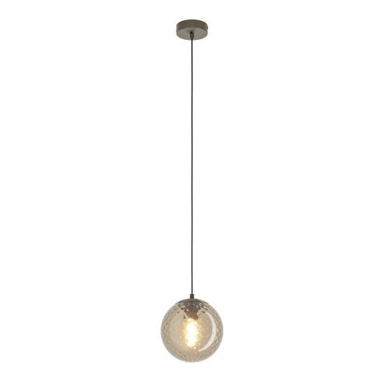 Eglo rondo 2 lampada per cucina moderna a sospensione globo bronzo scuro vetro 20cm