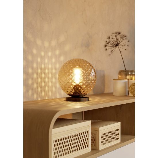 Eglo rondo 2 lampada da comodino per camera da letto globo moderna bronzo scuro vetro