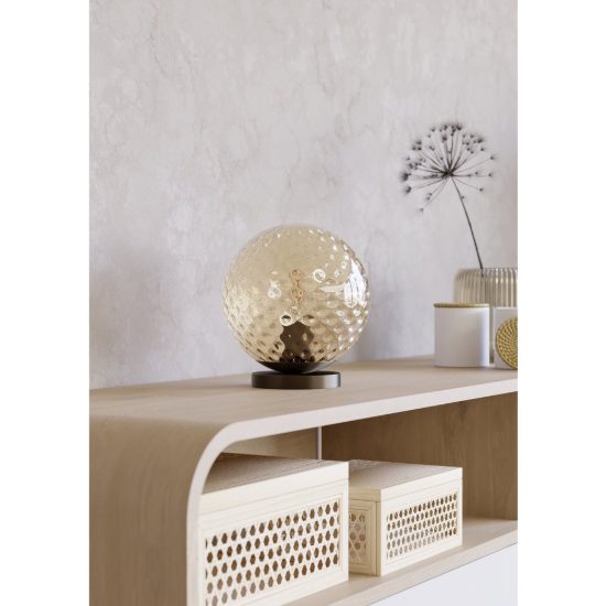Eglo rondo 2 lampada da comodino per camera da letto globo moderna bronzo scuro vetro