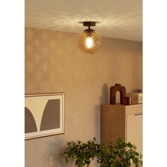 Eglo rondo 2 plafoniera globo moderna bronzo scuro vetro 20cm