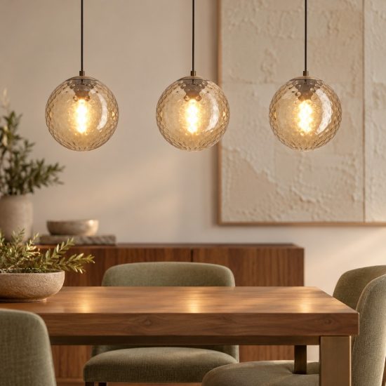 Eglo rondo 2 lampadario a sospensione lineare bronzo scuro per cucina 3 luci 96cm