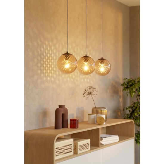 Eglo rondo 2 lampadario a sospensione lineare bronzo scuro per cucina 3 luci 96cm