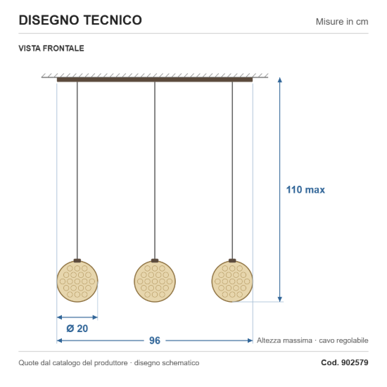 Eglo rondo 2 lampadario a sospensione lineare bronzo scuro per cucina 3 luci 96cm