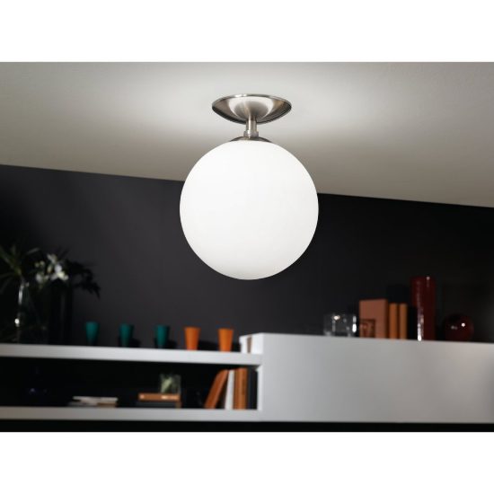 Eglo rondo plafoniera 25cm globo moderna nichel opaco vetro