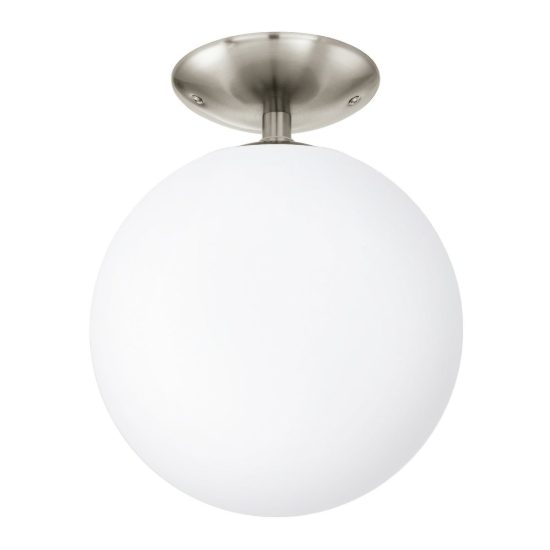 Eglo rondo plafoniera 25cm globo moderna nichel opaco vetro