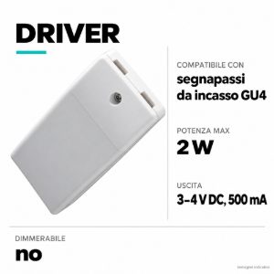 Driver per segnapassi da incasso gu4 led 2w input