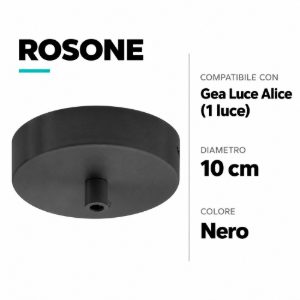 Rosone metallo nero gea luce per sospensione