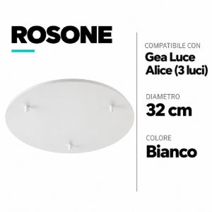 Rosone tondo bianco 3 fori gea luce diametro 32cm