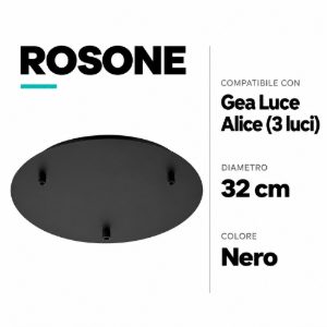 Gea luce rosone rotondo metallo nero diametro 32cm 3 fori