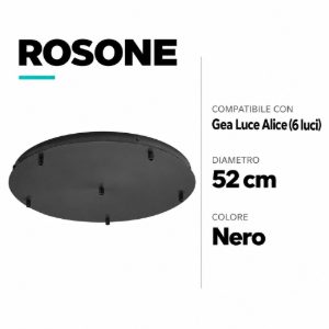 Rosone metallo nero 6 fori gea luce diametro 52cm