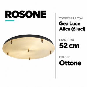 Gea luce rosone ottone rotondo 52cm 6 fori per sospensioni