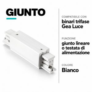Giunto lineare per connessione o testata di alimentazione per profili trifase bianco
