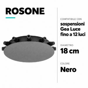 Accessorio rosone 12 fori metallo nero opaco opaco gea luce