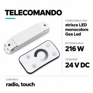 Gea luce telecomando onde radio touch per strisce led monocolore