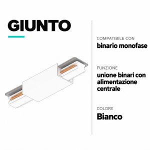 Accessorio per unione binari monofase alimentazione centrale bianco