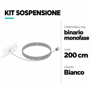 Accessorio kit staffa e cavo per binario bianco a sospensione monofase