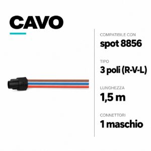 Cavo 3 poli (r-v-l) precablato con 1 connettore maschio 1,5 mt per cod 8856