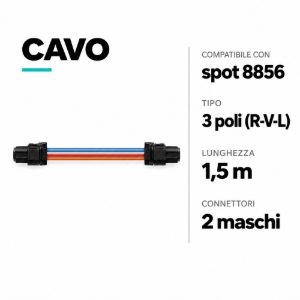 Cavo 3 poli (r-v-l) precablato 1.5mt con 2 connettori maschio per cod 8856