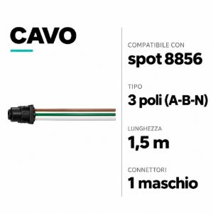 Cavo 3 poli (a-b-n) precablato 1.5mt con 1 connettore maschio per cod 8856