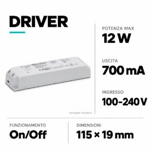 Driver trasformatore ts407 max led 12w 100-240v 50/60hz - 700ma
