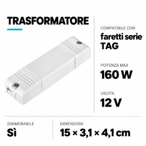 Driver alimentatore elettronico dimmerabile led 160w 230/12v