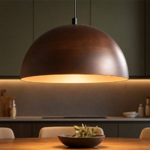 Lampadario per cucina cupola ruggine marrone metallo