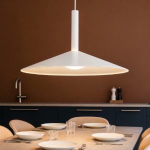 Lampadario saliscendi disco bianco led 9w 3000k per tavolo da pranzo e cucina