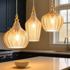Gea luce cleofe lampadario cucina in vetro 3 luci