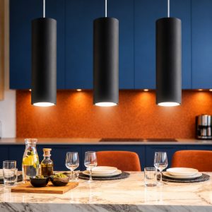 Lampadario nero per tavolo cucina 3 cilindri