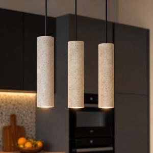 Lampadario cilindri di cemento per cucina