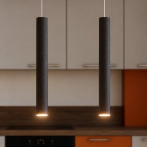 Lampadario cilindri marrone per cucina