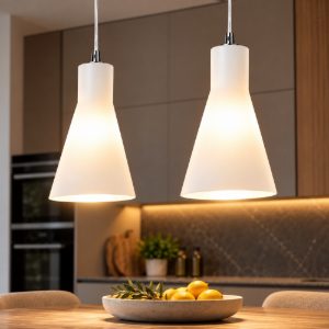 Fabas lampadario da cucina diana due luci vetro bianco